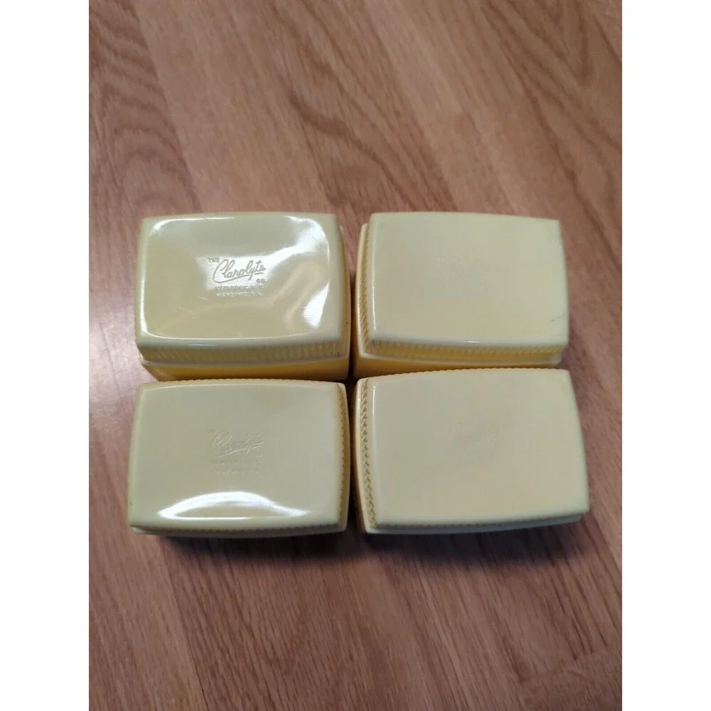 Clarolyte Plastic Baby Caddy Vanity Set Yellow Vintage Lotion Swabs Cotton Pins